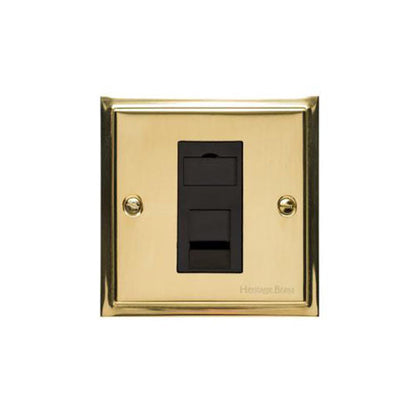 Elite Stepped Plate Range Polished Brass Switches & Sockets, S01 - 1 Gang CAT6 by Heritage Brass By M-Marcus