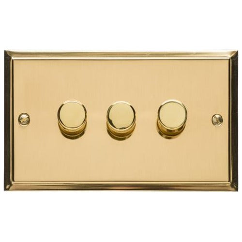 Elite Stepped Plate Range Polished Brass Switches & Sockets, S01 - 3G Multi Location Primary Dimmer by Heritage Brass By M-Marcus