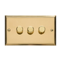 Elite Stepped Plate Range Polished Brass, S01 - 3 Gang Dimmer 250 watts (Compatible with halogen/ incandescent bulbs)
