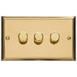 Elite Stepped Plate Range Polished Brass Switches & Sockets, S01 - 3 Gang TED Dimmer (Compatible with LED Lamps) by Heritage Brass By M-Marcus