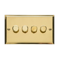 Elite Stepped Plate Range Polished Brass, S01 - 4 Gang Dimmer 250 watts (Compatible with halogen/ incandescent bulbs)