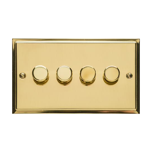 Elite Stepped Plate Range Polished Brass, S01 - 4 Gang Dimmer 400 watts(Compatible with halogen/ incandescent bulbs)