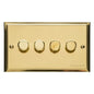 Elite Stepped Plate Range Polished Brass Switches & Sockets, S01 - 4 Gang TED Dimmer (Compatible with LED Lamps) by Heritage Brass By M-Marcus