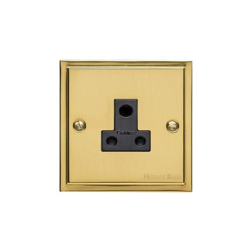 Elite Stepped Plate Range Polished Brass Switches & Sockets, S01 - 5 Amp 3 Round Pin Socket by Heritage Brass By M-Marcus