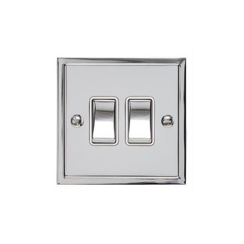 Elite Stepped Plate Range Polished Chrome Switches & Sockets, S02 - 2 Gang Rocker Switch by Heritage Brass By M-Marcus