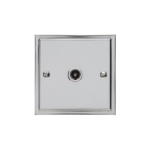 Elite Stepped Plate Range Polished Chrome Switches & Sockets, S02 - 1 Gang Isolated TV Coaxial Socket by Heritage Brass By M-Marcus