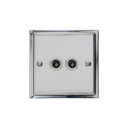 Elite Stepped Plate Range Polished Chrome Switches & Sockets, S02 - TV/FM Diplexed Socket by Heritage Brass By M-Marcus