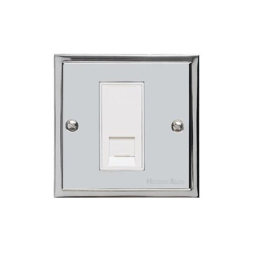 Elite Stepped Plate Range Polished Chrome Switches & Sockets, S02 - 1 Gang CAT6 by Heritage Brass By M-Marcus