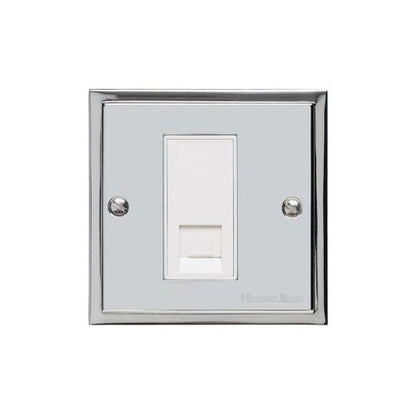Elite Stepped Plate Range Polished Chrome Switches & Sockets, S02 - 1 Gang CAT6 by Heritage Brass By M-Marcus