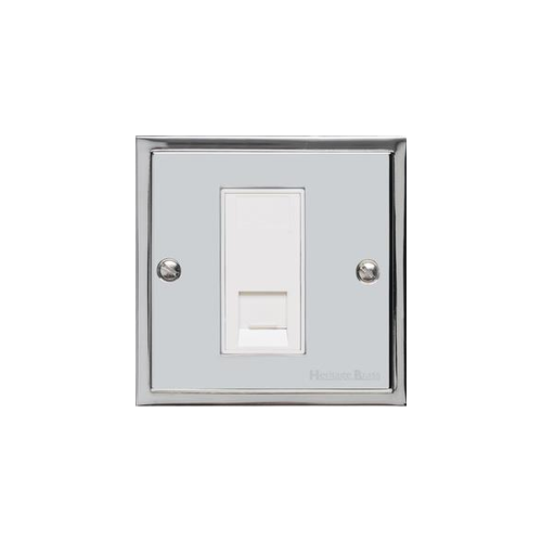 Elite Stepped Plate Range Polished Chrome Switches & Sockets, S02 - 1 Gang RJ11 by Heritage Brass By M-Marcus