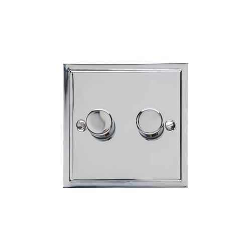 Elite Stepped Plate Range Polished Chrome Switches & Sockets, S02 - 2 Gang Dimmer 250 watts (Compatible with halogen/ incandescent bulbs) by Heritage Brass By M-Marcus