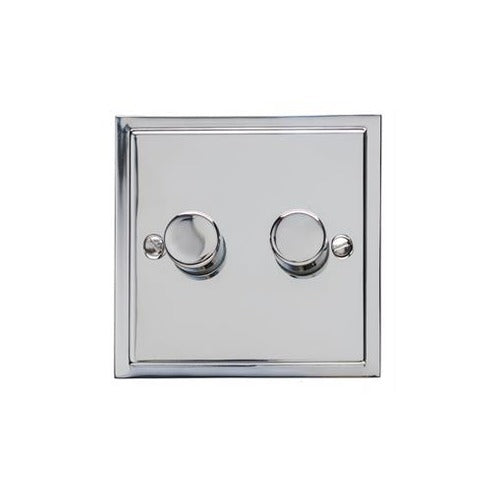 Elite Stepped Plate Range Polished Chrome Switches & Sockets, S02 - 2 Gang TED Dimmer (Compatible with LED Lamps) by Heritage Brass By M-Marcus