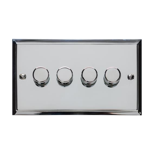 Elite Stepped Plate Range Polished Chrome Switches & Sockets, S02 - 4 Gang Dimmer 400 watts(Compatible with halogen/ incandescent bulbs) by Heritage Brass By M-Marcus