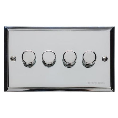 Elite Stepped Plate Range Polished Chrome Switches & Sockets, S02 - 4 Gang TED Dimmer (Compatible with LED Lamps) by Heritage Brass By M-Marcus