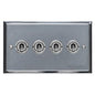 Elite Stepped Plate Range Satin Chrome Switches & Sockets, S03 - 4 Gang Toggle Switch by Heritage Brass By M-Marcus