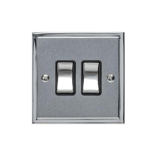Elite Stepped Plate Range Satin Chrome Switches & Sockets, S03 - 2 Gang Rocker Switch by Heritage Brass By M-Marcus