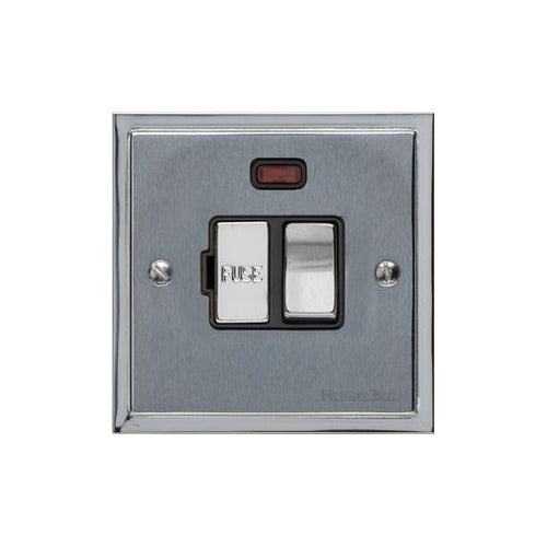 Elite Stepped Plate Range Satin Chrome Switches & Sockets, S03 - Switched Spur with Neon (13 Amp) by Heritage Brass By M-Marcus