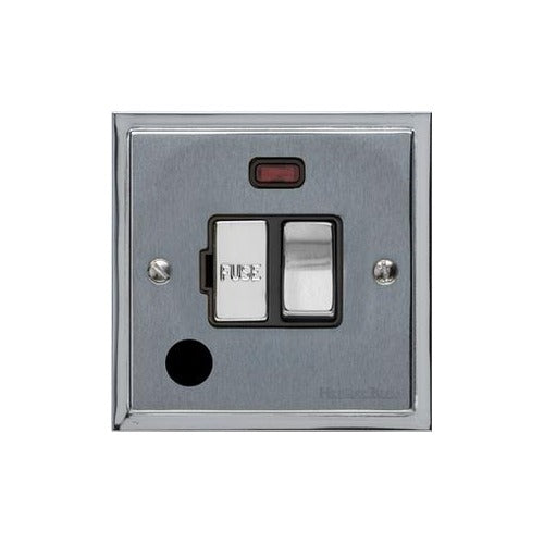 Elite Stepped Plate Range Satin Chrome Switches & Sockets, S03 - Switched Spur with Neon + Cord (13 Amp) by Heritage Brass By M-Marcus