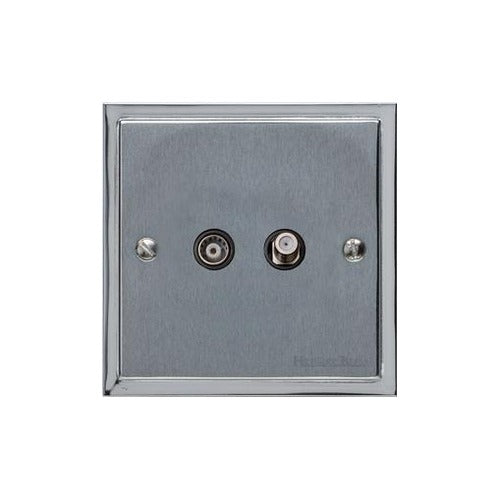 Elite Stepped Plate Range Satin Chrome Switches & Sockets, S03 - TV/Satellite Socket by Heritage Brass By M-Marcus