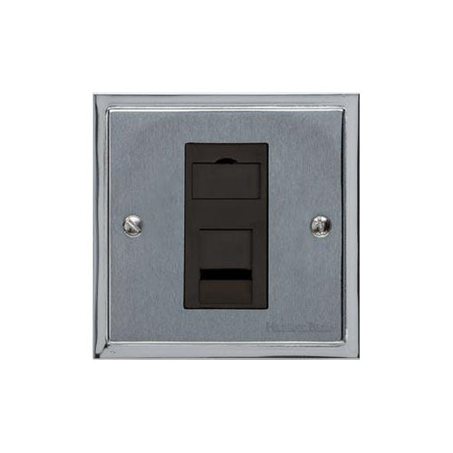 Elite Stepped Plate Range Satin Chrome Switches & Sockets, S03 - 1 Gang CAT6 by Heritage Brass By M-Marcus