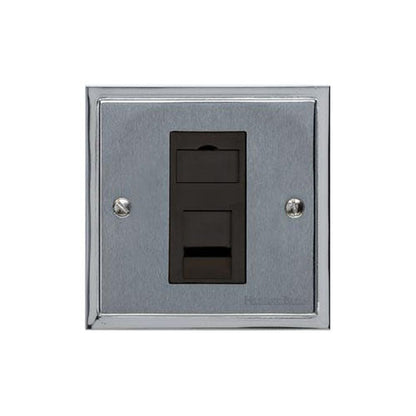 Elite Stepped Plate Range Satin Chrome Switches & Sockets, S03 - 1 Gang CAT6 by Heritage Brass By M-Marcus