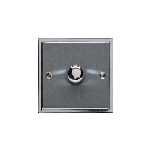 Elite Stepped Plate Range Satin Chrome Switches & Sockets, S03 - 1 Gang Dimmer 400 watts (Compatible with halogen/ incandescent bulbs) by Heritage Brass By M-Marcus