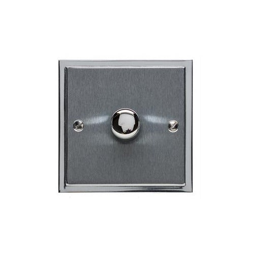 Elite Stepped Plate Range Satin Chrome Switches & Sockets, S03 - 1 Gang TED Dimmer (Compatible with LED Lamps) by Heritage Brass By M-Marcus