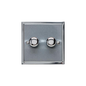 Elite Stepped Plate Range Satin Chrome Switches & Sockets, S03 - 2 Gang Dimmer 400 watts (Compatible with halogen/ incandescent bulbs) by Heritage Brass By M-Marcus