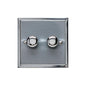 Elite Stepped Plate Range Satin Chrome Switches & Sockets, S03 - 2 Gang TED Dimmer (Compatible with LED Lamps) by Heritage Brass By M-Marcus