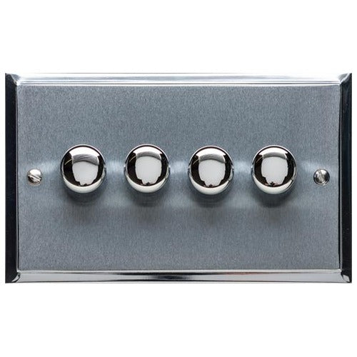 Elite Stepped Plate Range Satin Chrome Switches & Sockets, S03 - 4G Multi Location Primary Dimmer by Heritage Brass By M-Marcus