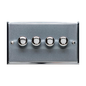 Elite Stepped Plate Range Satin Chrome Switches & Sockets, S03 - 4 Gang Dimmer 400 watts(Compatible with halogen/ incandescent bulbs) by Heritage Brass By M-Marcus