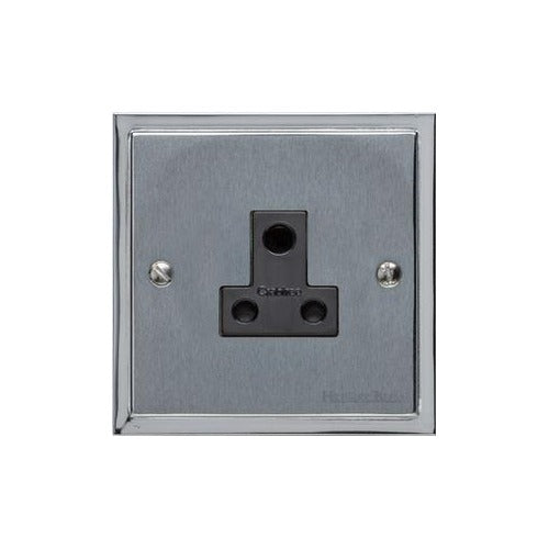 Elite Stepped Plate Range Satin Chrome Switches & Sockets, S03 - 5 Amp 3 Round Pin Socket by Heritage Brass By M-Marcus