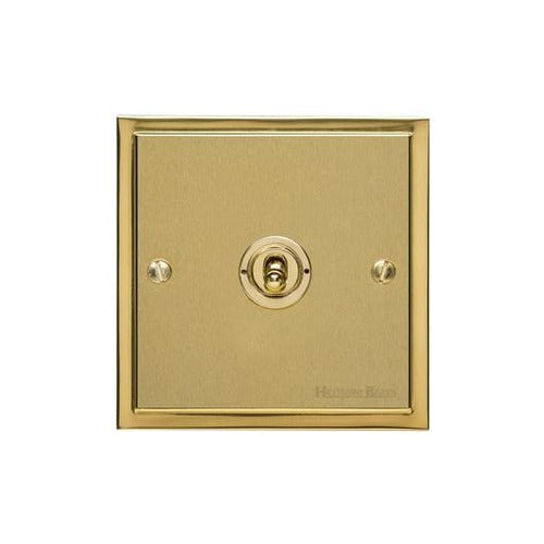 Elite Stepped Plate Range Satin Brass Switches & Sockets, S04 - 1 Gang Toggle Switch by Heritage Brass By M-Marcus