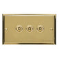 Elite Stepped Plate Range Satin Brass Switches & Sockets, S04 - 3 Gang Toggle Switch by Heritage Brass By M-Marcus