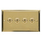 Elite Stepped Plate Range Satin Brass Switches & Sockets, S04 - 4 Gang Toggle Switch by Heritage Brass By M-Marcus