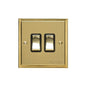 Elite Stepped Plate Range Satin Brass Switches & Sockets, S04 - 2 Gang Rocker Switch by Heritage Brass By M-Marcus