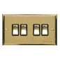 Elite Stepped Plate Range Satin Brass Switches & Sockets, S04 - 4 Gang Rocker Switch by Heritage Brass By M-Marcus