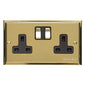 Elite Stepped Plate Range Satin Brass Switches & Sockets, S04 - Double Socket (13 Amp) by Heritage Brass By M-Marcus