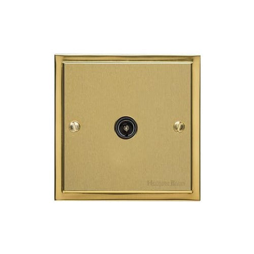 Elite Stepped Plate Range Satin Brass Switches & Sockets, S04 - 1 Gang Isolated TV Coaxial Socket by Heritage Brass By M-Marcus