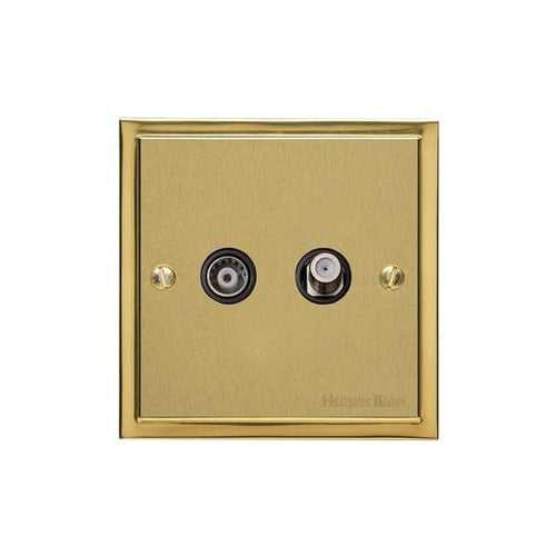 Elite Stepped Plate Range Satin Brass Switches & Sockets, S04 - TV/Satellite Socket by Heritage Brass By M-Marcus