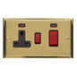 Elite Stepped Plate Range Satin Brass Switches & Sockets, S04 - 45A Cooker Unit + 13A Socket by Heritage Brass By M-Marcus