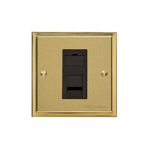 Elite Stepped Plate Range Satin Brass Switches & Sockets, S04 - 1 Gang CAT6 by Heritage Brass By M-Marcus