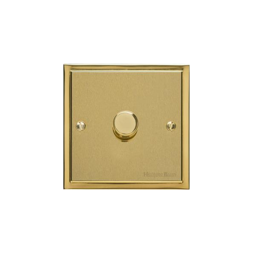 Elite Stepped Plate Range Satin Brass Switches & Sockets, S04 - 1 Gang Dimmer 250 watts (Compatible with halogen/ incandescent bulbs) by Heritage Brass By M-Marcus