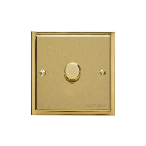 Elite Stepped Plate Range Satin Brass Switches & Sockets, S04 - 1 Gang TED Dimmer (Compatible with LED Lamps) by Heritage Brass By M-Marcus
