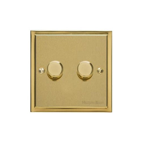 Elite Stepped Plate Range Satin Brass Switches & Sockets, S04 - 2G Multi Location Primary Dimmer by Heritage Brass By M-Marcus