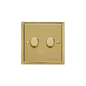 Elite Stepped Plate Range Satin Brass Switches & Sockets, S04 - 2 Gang Dimmer 400 watts (Compatible with halogen/ incandescent bulbs) by Heritage Brass By M-Marcus