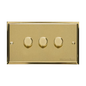 Elite Stepped Plate Range Satin Brass Switches & Sockets, S04 - 3 Gang Dimmer 250 watts (Compatible with halogen/ incandescent bulbs) by Heritage Brass By M-Marcus