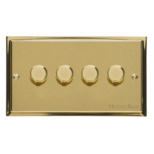 Elite Stepped Plate Range Satin Brass Switches & Sockets, S04 - 4G Multi Location Primary Dimmer by Heritage Brass By M-Marcus