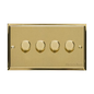 Elite Stepped Plate Range Satin Brass Switches & Sockets, S04 - 4 Gang Dimmer 400 watts(Compatible with halogen/ incandescent bulbs) by Heritage Brass By M-Marcus
