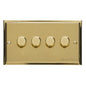 Elite Stepped Plate Range Satin Brass Switches & Sockets, S04 - 4 Gang TED Dimmer (Compatible with LED Lamps) by Heritage Brass By M-Marcus